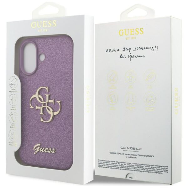 Guess Fixed Glitter Big 4G case for iPhone 17 - purpleeng