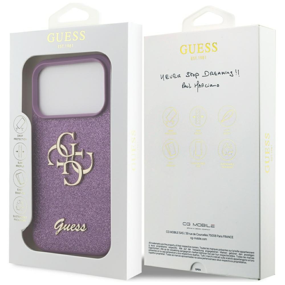 Guess Fixed Glitter Big 4G case for iPhone 17 Pro - purpleeng