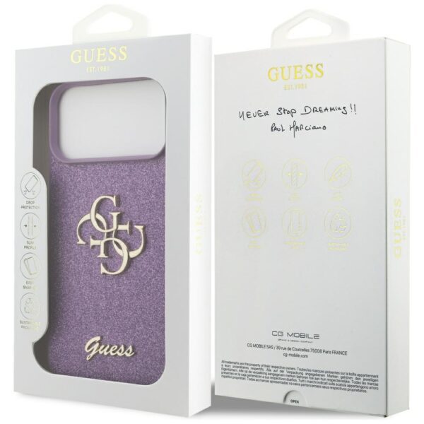 Guess Fixed Glitter Big 4G case for iPhone 17 Pro Max - purpleeng