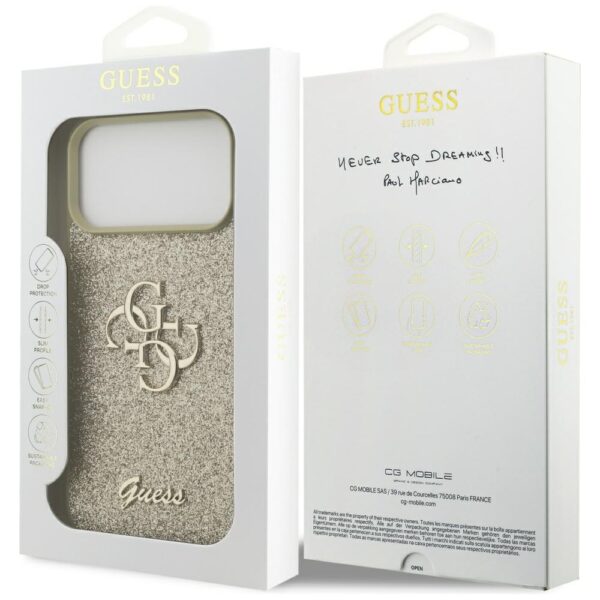 200826_8 Guess Fixed Glitter Big 4G case for iPhone 17 Pro Max - goldeng