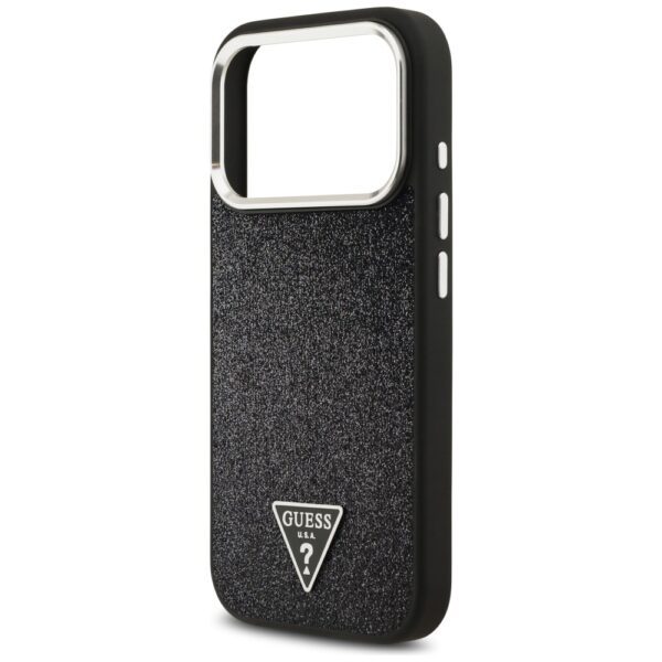 200834_6 Guess Glitter Triangle Logo MagSafe Case for iPhone 17 Pro - Blackeng