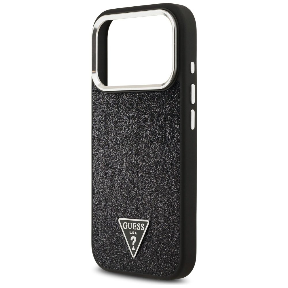 200834_6 Guess Glitter Triangle Logo MagSafe Case for iPhone 17 Pro - Blackeng