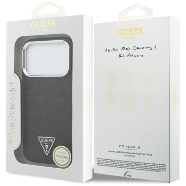200834_8 Guess Glitter Triangle Logo MagSafe Case for iPhone 17 Pro - Blackeng