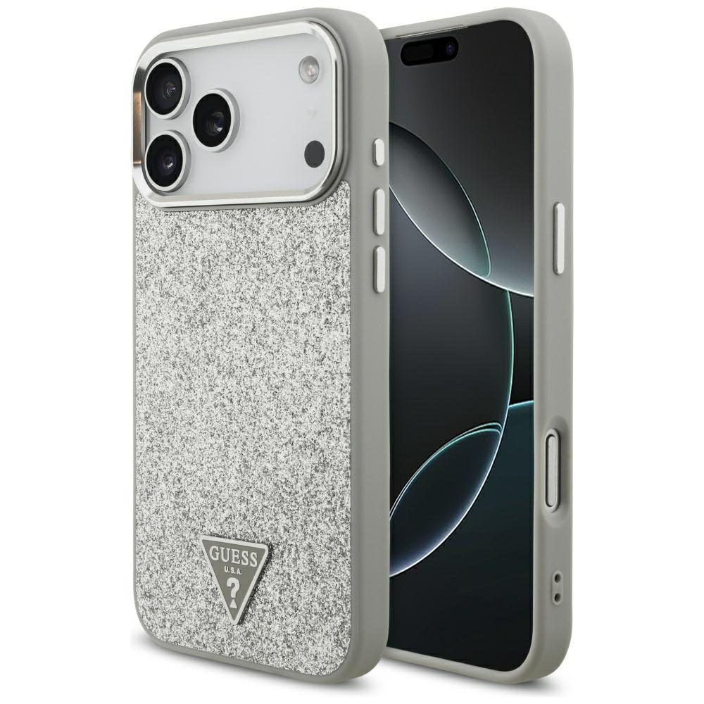200835_1 Guess Glitter Triangle Logo MagSafe case for iPhone 17 Pro Max - silvereng