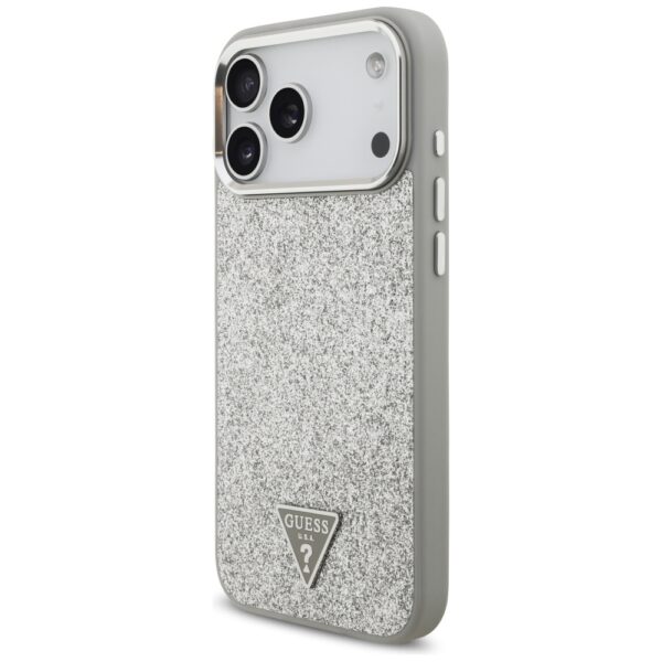 200835_2 Guess Glitter Triangle Logo MagSafe case for iPhone 17 Pro Max - silvereng