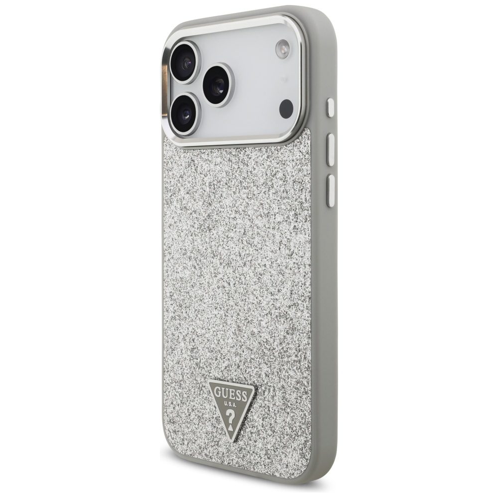 200835_2 Guess Glitter Triangle Logo MagSafe case for iPhone 17 Pro Max - silvereng