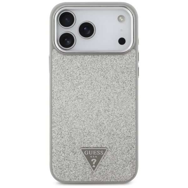 200835_3 Guess Glitter Triangle Logo MagSafe case for iPhone 17 Pro Max - silvereng