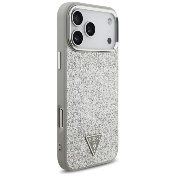 200835_4 Guess Glitter Triangle Logo MagSafe case for iPhone 17 Pro Max - silvereng