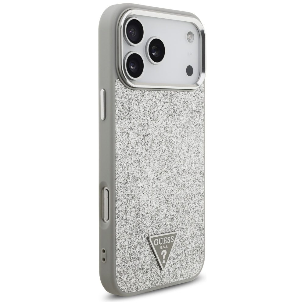 200835_4 Guess Glitter Triangle Logo MagSafe case for iPhone 17 Pro Max - silvereng