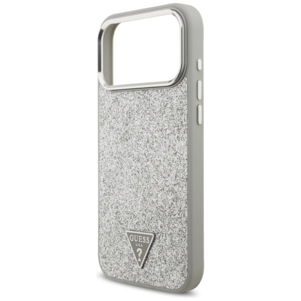 200835_6 Guess Glitter Triangle Logo MagSafe case for iPhone 17 Pro Max - silvereng