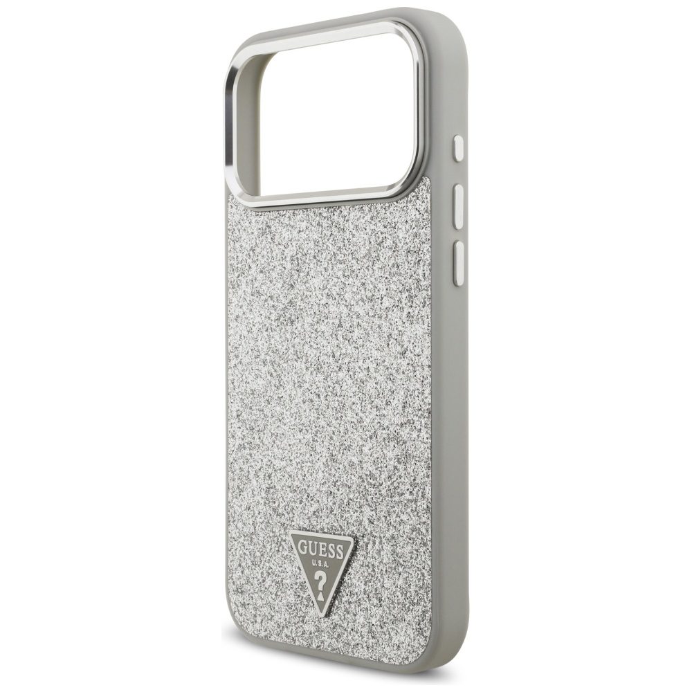 200835_6 Guess Glitter Triangle Logo MagSafe case for iPhone 17 Pro Max - silvereng