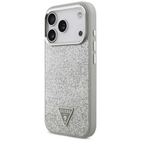 Guess Glitter Triangle Logo MagSafe case for iPhone 17 Pro - silvereng