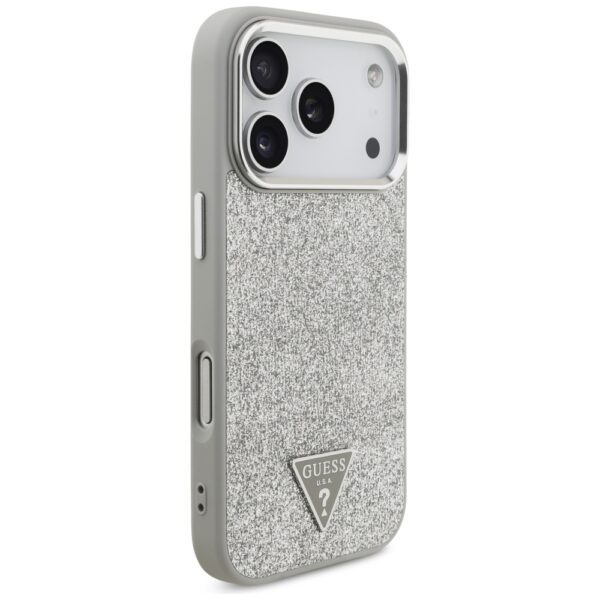 Guess Glitter Triangle Logo MagSafe case for iPhone 17 Pro - silvereng