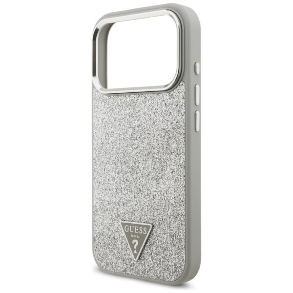 Guess Glitter Triangle Logo MagSafe case for iPhone 17 Pro - silvereng