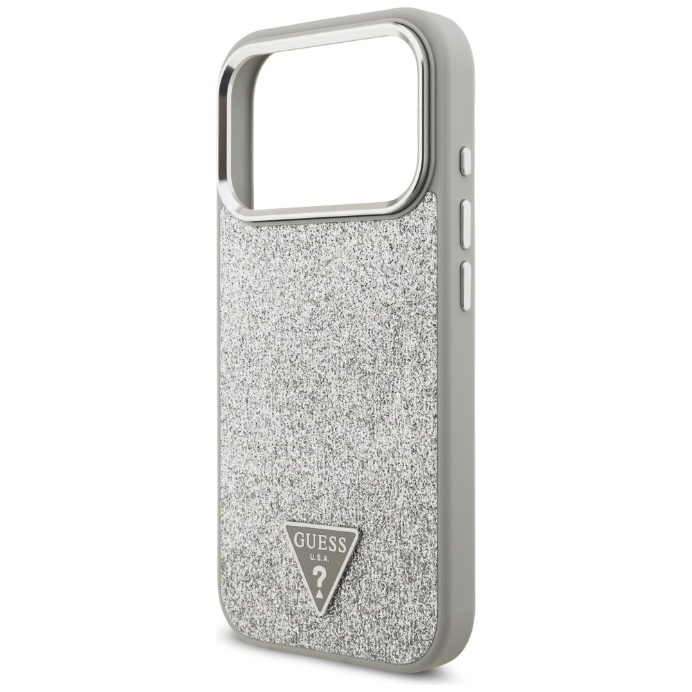Guess Glitter Triangle Logo MagSafe case for iPhone 17 Pro - silvereng