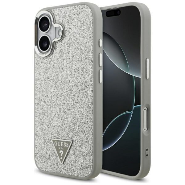 Guess Glitter Triangle Logo MagSafe case for iPhone 17 - silvereng