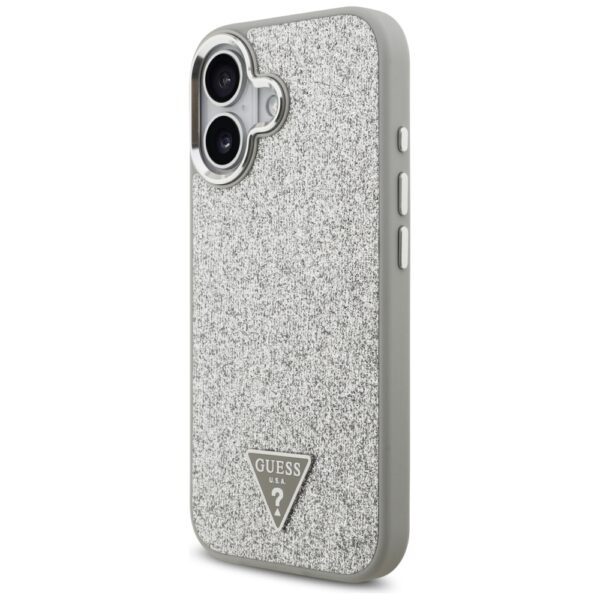 Guess Glitter Triangle Logo MagSafe case for iPhone 17 - silvereng
