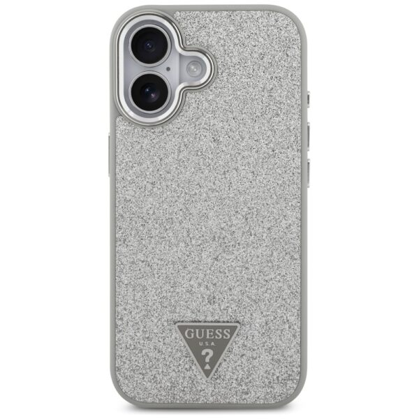 Guess Glitter Triangle Logo MagSafe case for iPhone 17 - silvereng