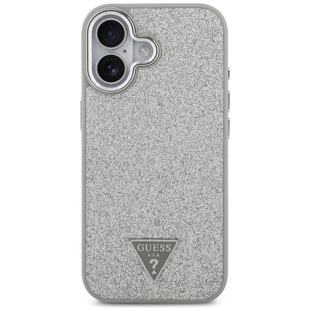 Guess Glitter Triangle Logo MagSafe case for iPhone 17 - silvereng