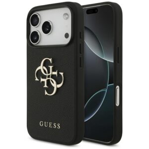 200839_1 Guess Grained Big 4G & Classic Logo case for iPhone 17 Pro - blackeng