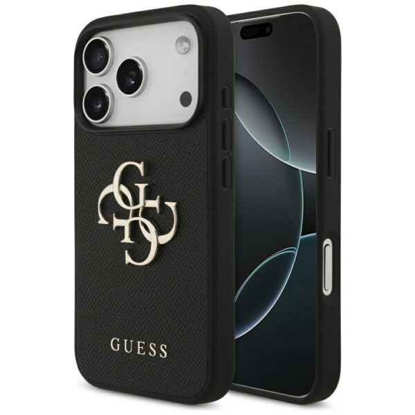 200839_1 Guess Grained Big 4G & Classic Logo case for iPhone 17 Pro - blackeng