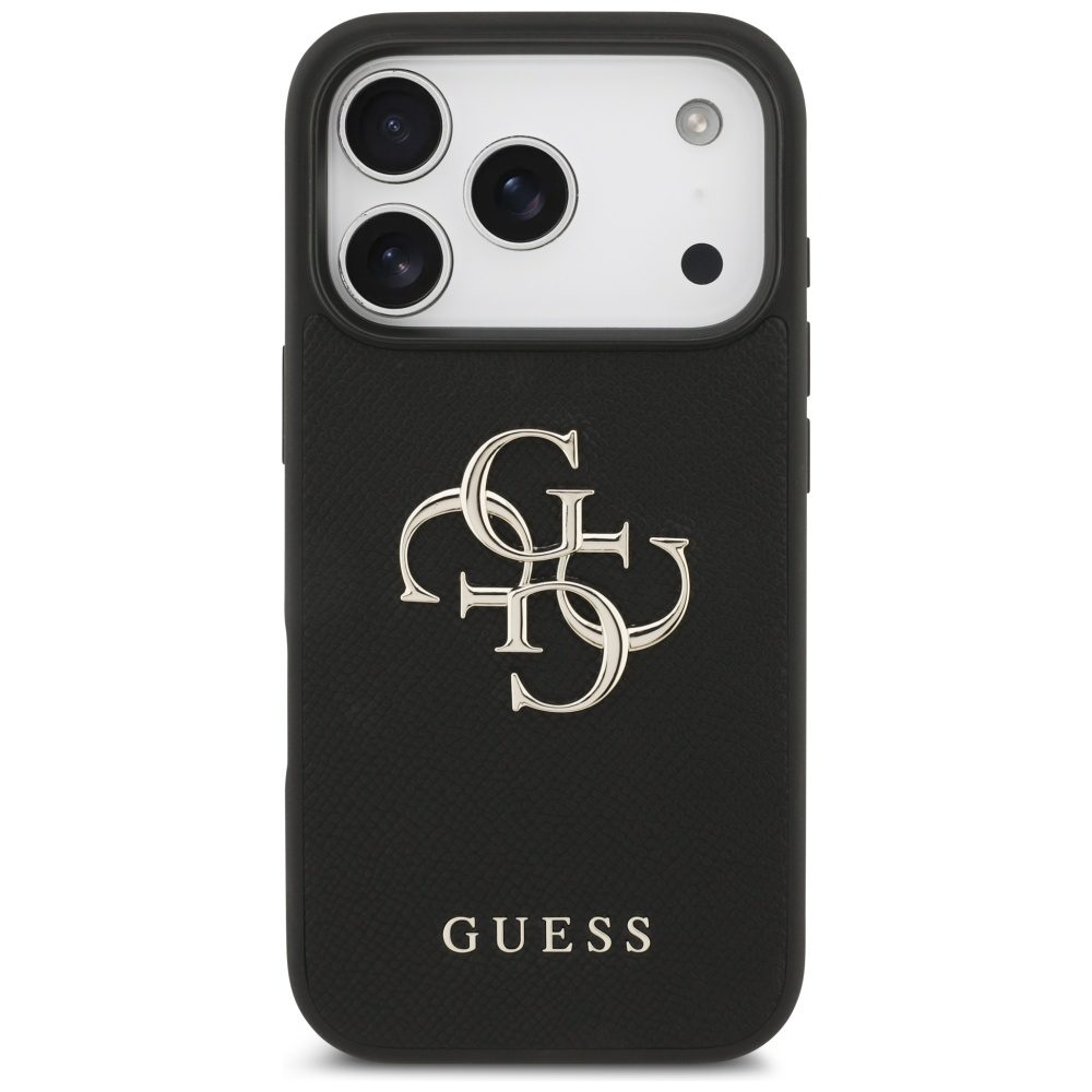 200839_3 Guess Grained Big 4G & Classic Logo case for iPhone 17 Pro - blackeng