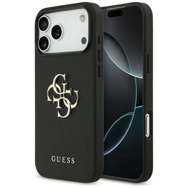 200840_1 Guess Grained Big 4G & Classic Logo case for iPhone 17 Pro Max - blackeng