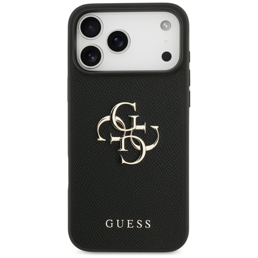 200840_3 Guess Grained Big 4G & Classic Logo case for iPhone 17 Pro Max - blackeng