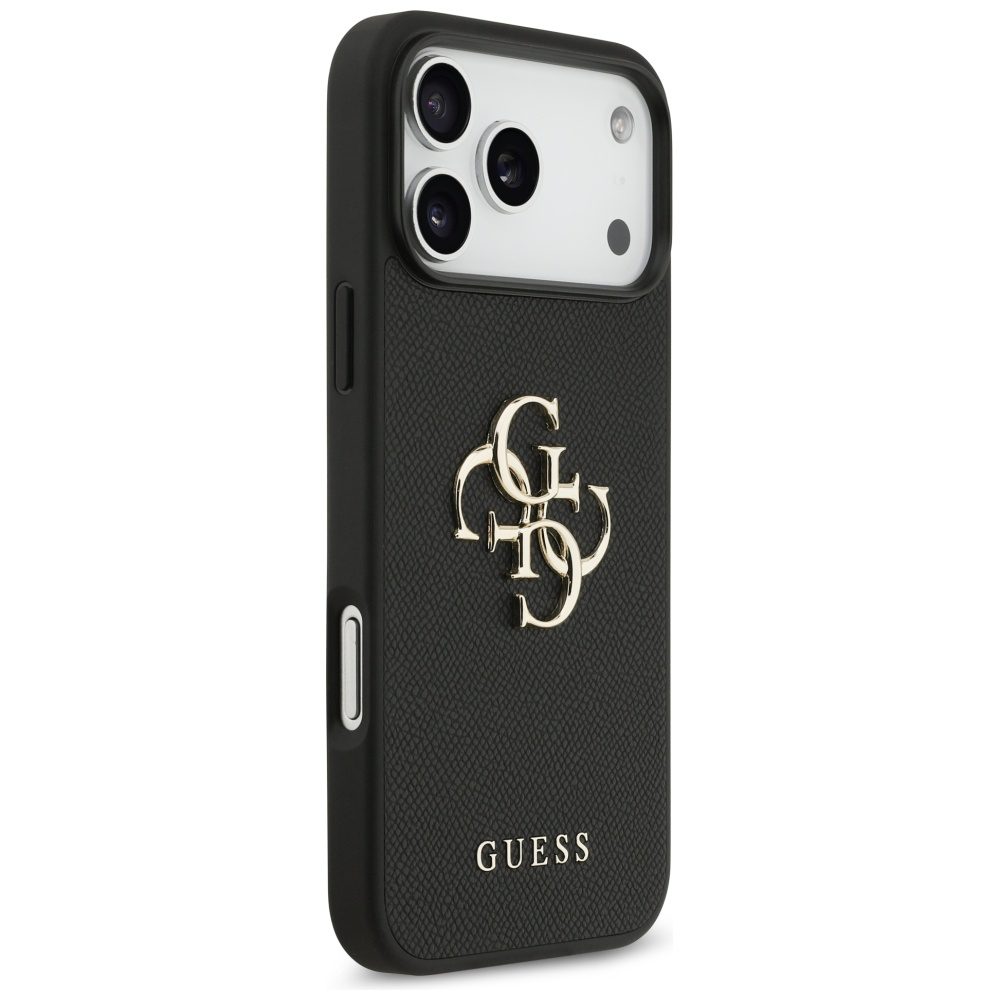 200840_4 Guess Grained Big 4G & Classic Logo case for iPhone 17 Pro Max - blackeng