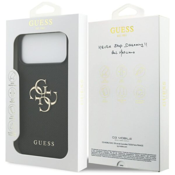 200840_8 Guess Grained Big 4G & Classic Logo case for iPhone 17 Pro Max - blackeng