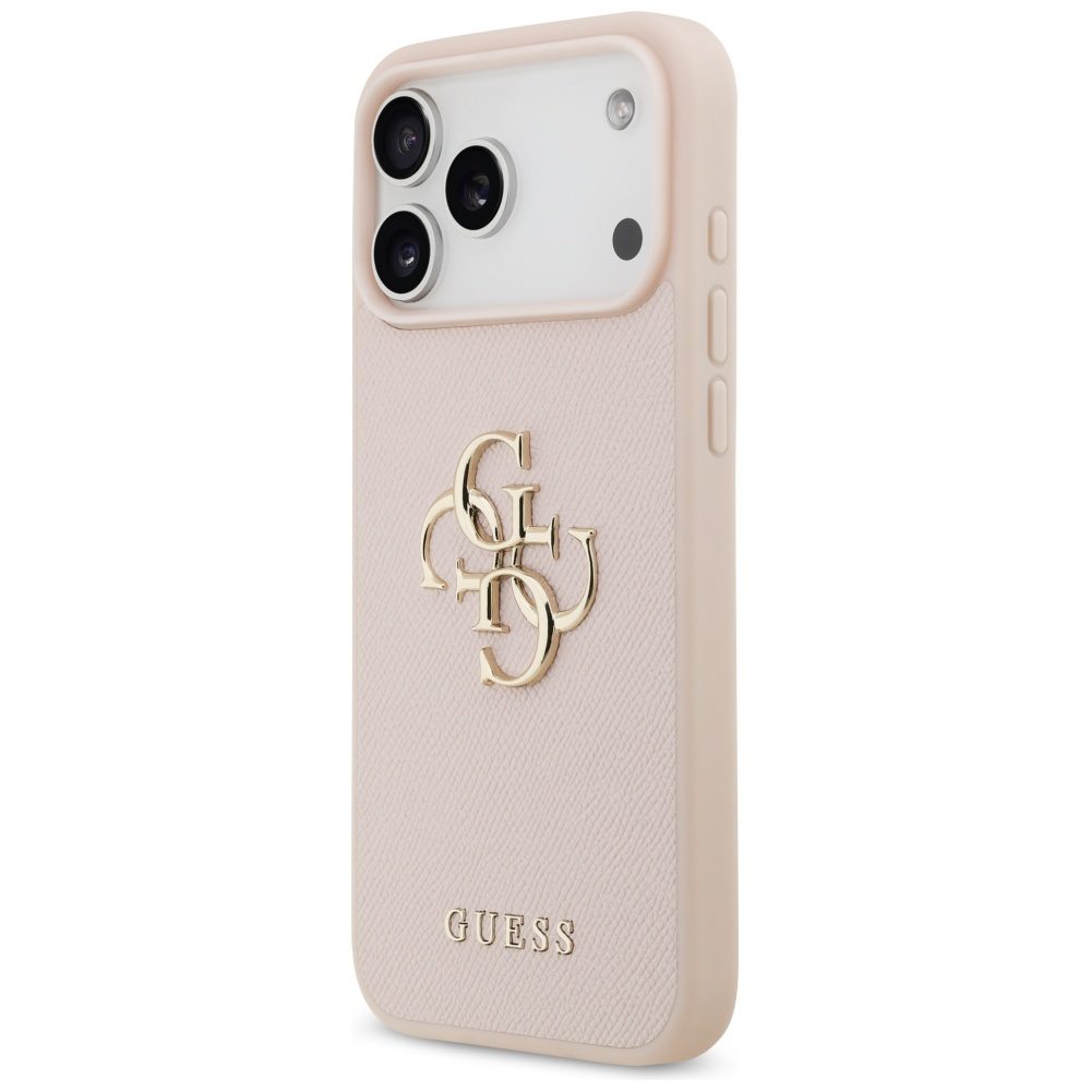 200841_2 Guess Grained Big 4G & Classic Logo Case for iPhone 17 Pro Max - Pinkeng