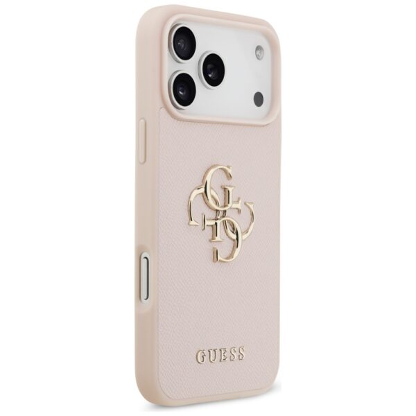 200841_4 Guess Grained Big 4G & Classic Logo Case for iPhone 17 Pro Max - Pinkeng