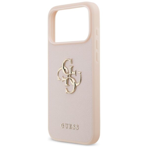200841_6 Guess Grained Big 4G & Classic Logo Case for iPhone 17 Pro Max - Pinkeng