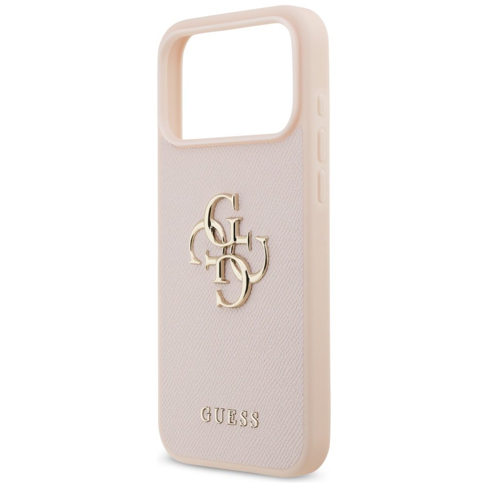 200841_6 Guess Grained Big 4G & Classic Logo Case for iPhone 17 Pro Max - Pinkeng
