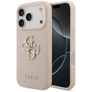 Guess Grained Big 4G & Classic Logo iPhone 17 Pro Case - Pinkeng