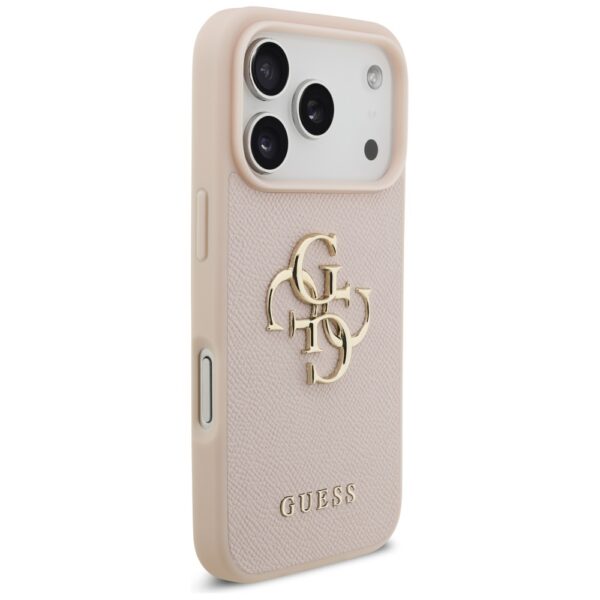 200842_4 Guess Grained Big 4G & Classic Logo iPhone 17 Pro Case - Pinkeng