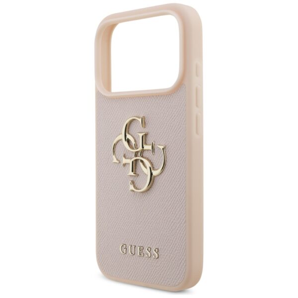 200842_6 Guess Grained Big 4G & Classic Logo iPhone 17 Pro Case - Pinkeng