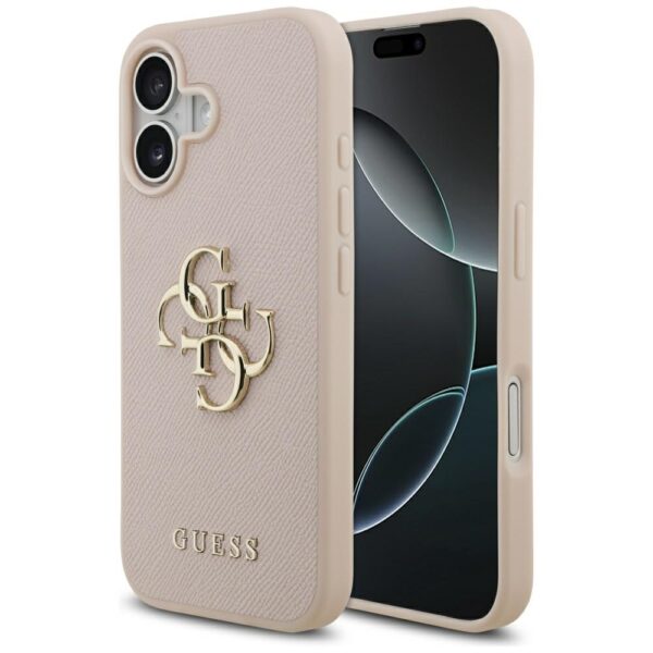200843_1 Guess Grained Big 4G & Classic Logo iPhone 17 Case - Pinkeng
