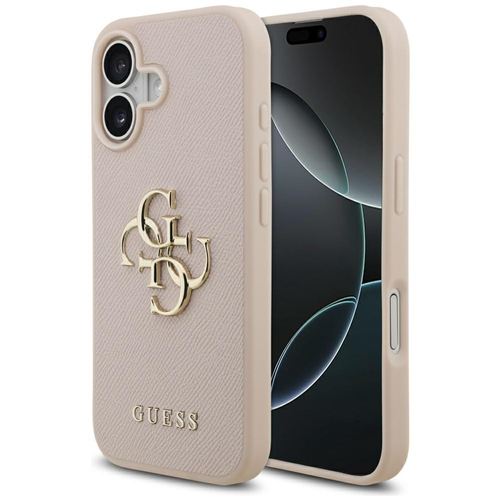 200843_1 Guess Grained Big 4G & Classic Logo iPhone 17 Case - Pinkeng