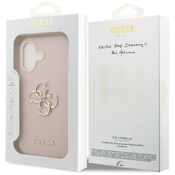 200843_8 Guess Grained Big 4G & Classic Logo iPhone 17 Case - Pinkeng