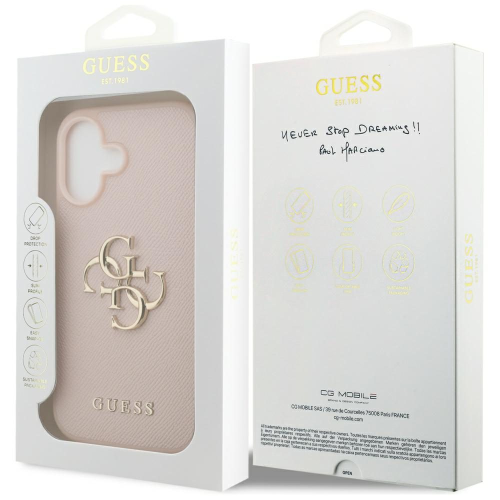200843_8 Guess Grained Big 4G & Classic Logo iPhone 17 Case - Pinkeng
