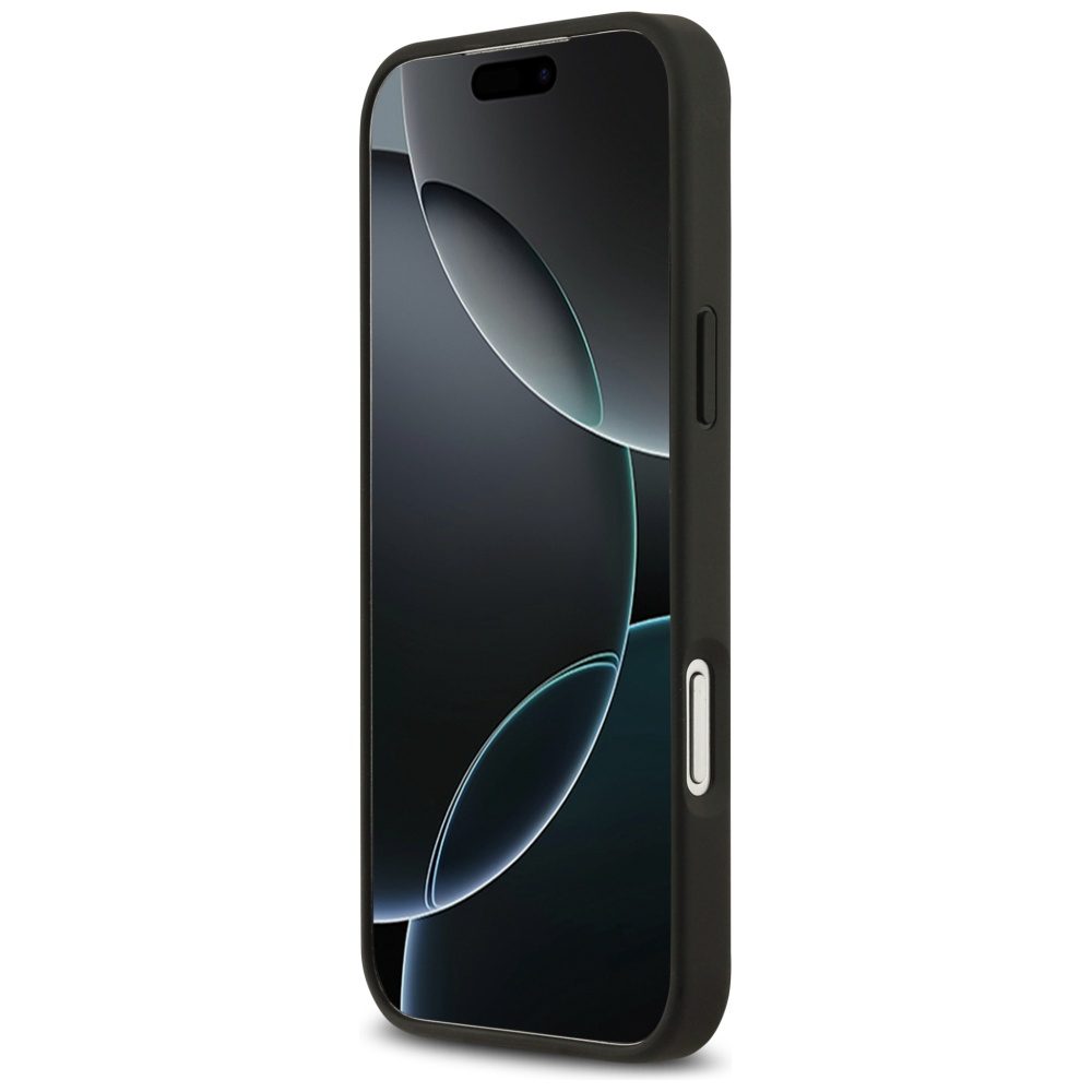 Guess Grained Flowers Classic Logo MagSafe case for iPhone 17 Pro Max - blackeng