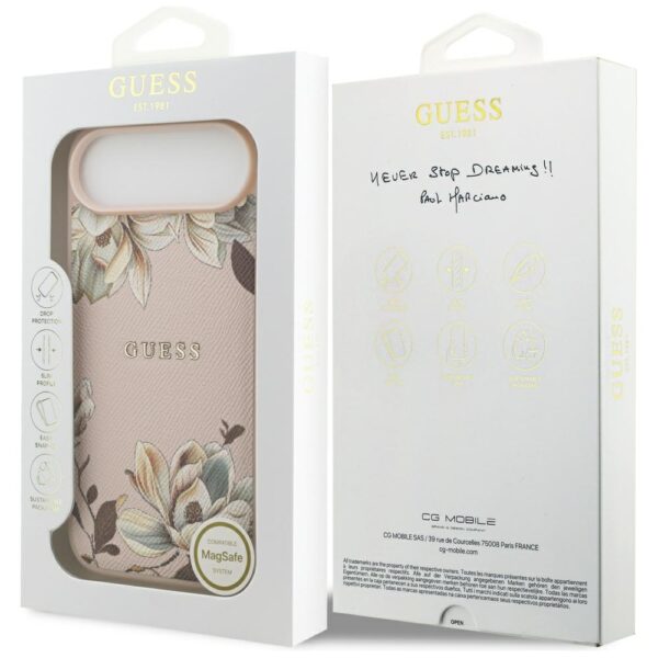 Guess Grained Flowers Classic Logo MagSafe iPhone Air Case - Pinkeng