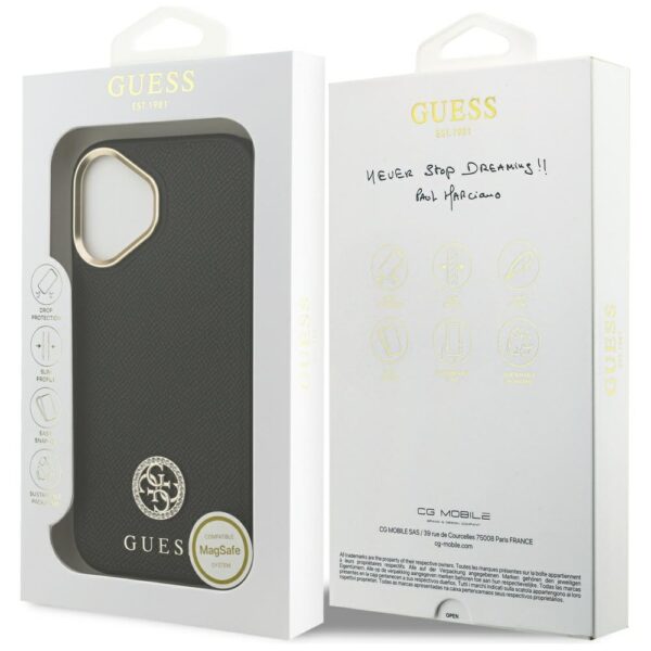 Guess Grained Strass Logo MagSafe case for iPhone 17 - blackeng