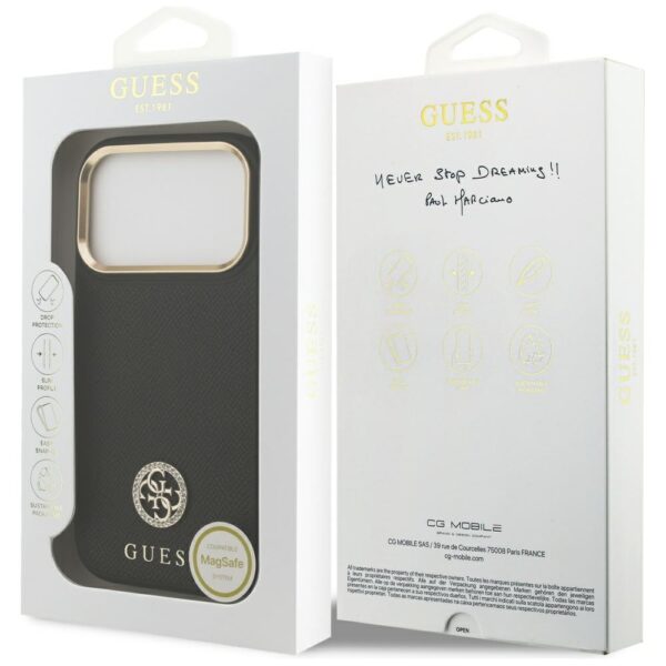 Guess Grained Strass Logo MagSafe case for iPhone 17 Pro - blackeng