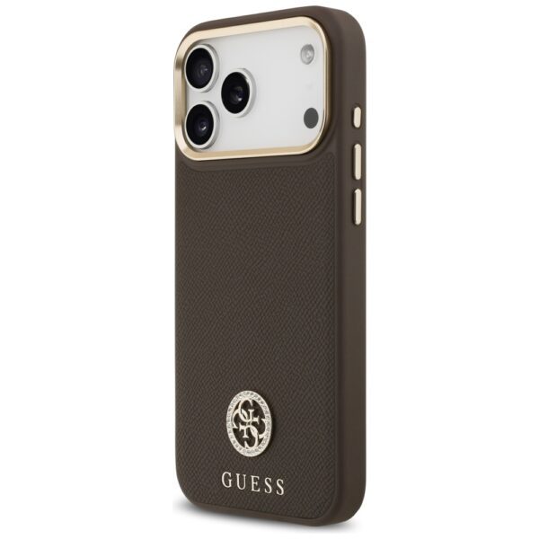 Guess Grained Strass Logo MagSafe Case for iPhone 17 Pro Max - Browneng