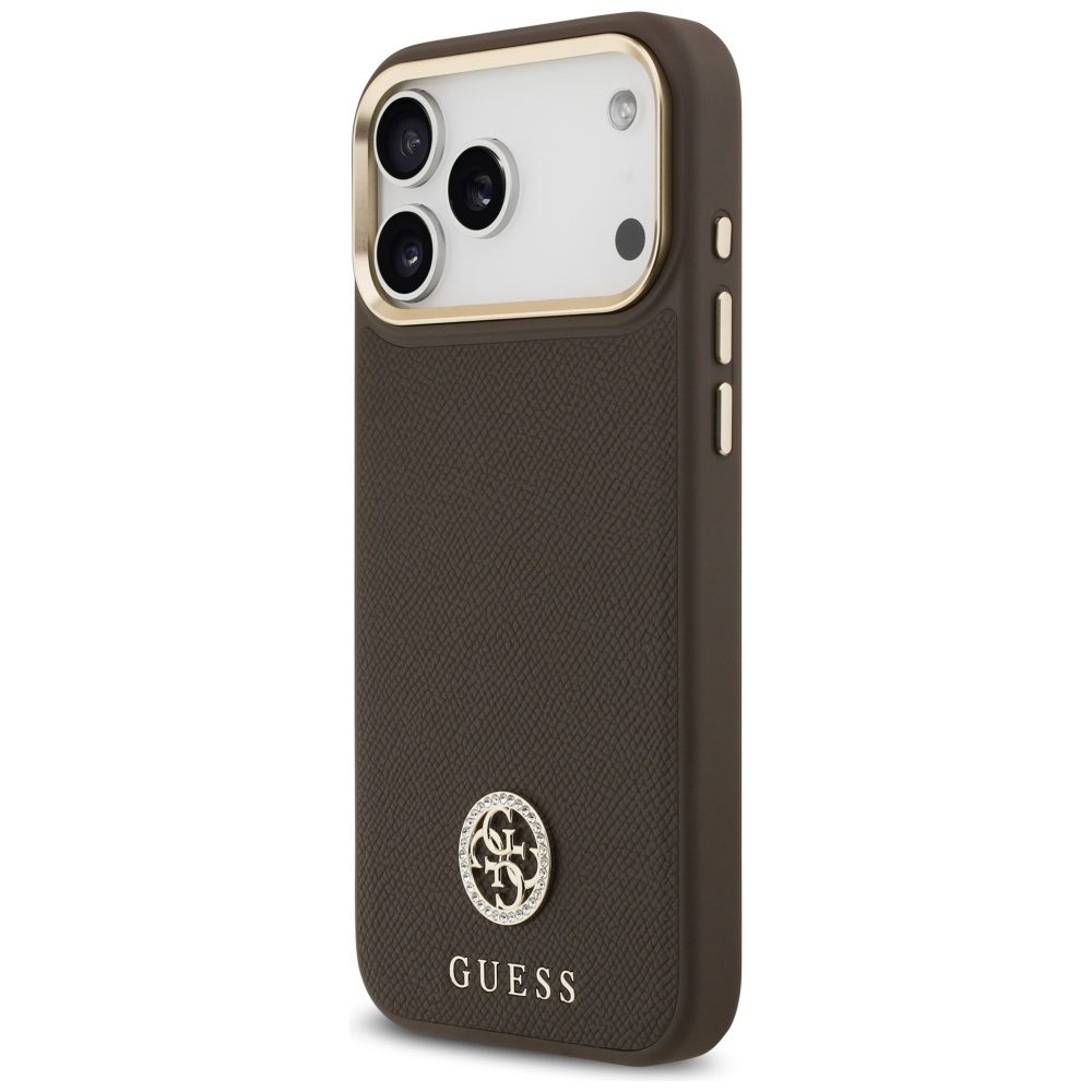Guess Grained Strass Logo MagSafe Case for iPhone 17 Pro Max - Browneng