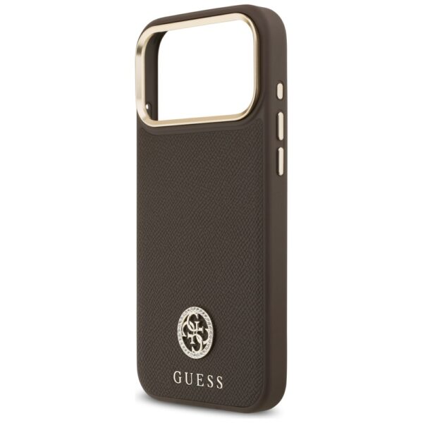 Guess Grained Strass Logo MagSafe Case for iPhone 17 Pro Max - Browneng
