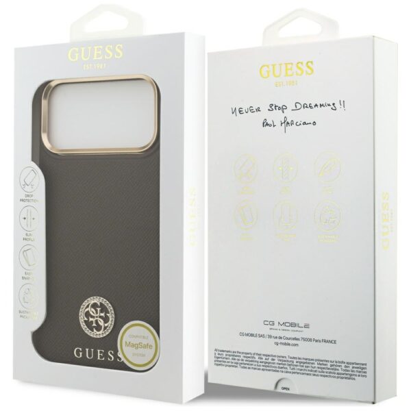 Guess Grained Strass Logo MagSafe Case for iPhone 17 Pro Max - Browneng