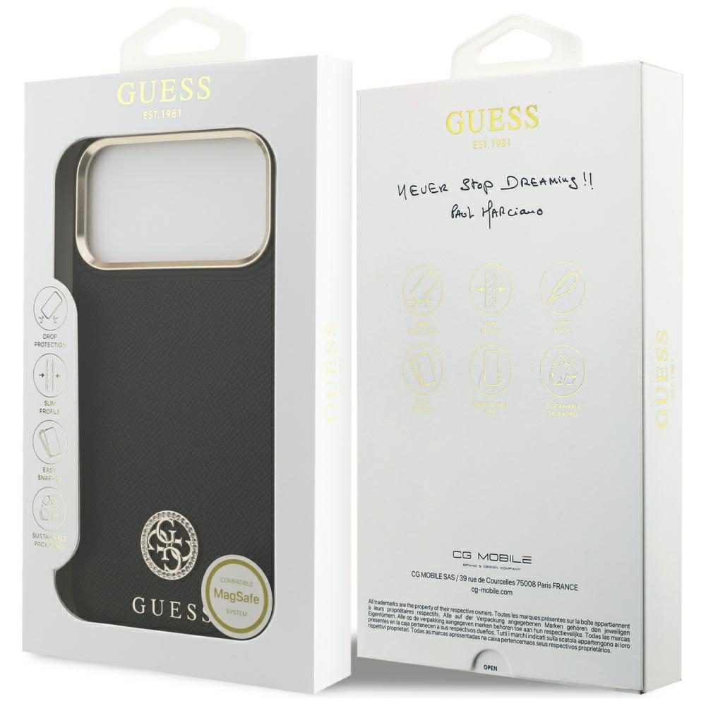 Guess Grained Strass Logo MagSafe case for iPhone 17 Pro Max - blackeng